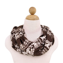 Load image into Gallery viewer, Premium Snowflake & Reindeer Fair Isle Design Infinity Loop Scarf