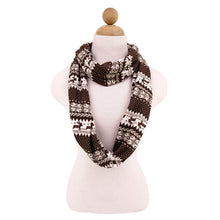 Load image into Gallery viewer, Premium Snowflake & Reindeer Fair Isle Design Infinity Loop Scarf