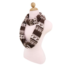 Load image into Gallery viewer, Premium Snowflake & Reindeer Fair Isle Design Infinity Loop Scarf