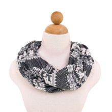 Load image into Gallery viewer, Premium Snowflake & Reindeer Fair Isle Design Infinity Loop Scarf