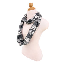 Load image into Gallery viewer, Premium Snowflake & Reindeer Fair Isle Design Infinity Loop Scarf