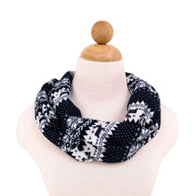 Load image into Gallery viewer, Premium Snowflake & Reindeer Fair Isle Design Infinity Loop Scarf