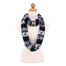 Load image into Gallery viewer, Premium Snowflake & Reindeer Fair Isle Design Infinity Loop Scarf