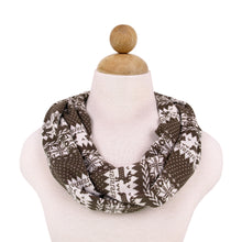 Load image into Gallery viewer, Premium Snowflake & Reindeer Fair Isle Design Infinity Loop Scarf