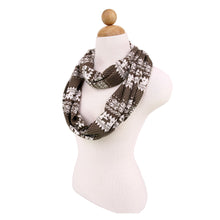 Load image into Gallery viewer, Premium Snowflake & Reindeer Fair Isle Design Infinity Loop Scarf