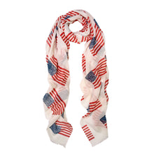 Load image into Gallery viewer, Large Vintage Off White USA US American Flag Print Scarf Shawl Wrap