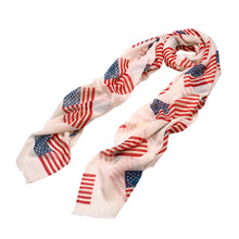Load image into Gallery viewer, Large Vintage Off White USA US American Flag Print Scarf Shawl Wrap