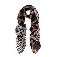 Load image into Gallery viewer, Elegant Leopard & Zebra Mixed Animal Print Scarf