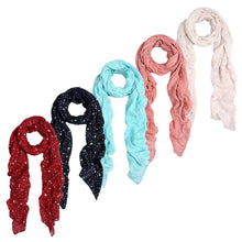 Load image into Gallery viewer, Solid Color Stars Print Stardust Glitter Scarf - Different Colors Available
