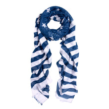 Load image into Gallery viewer, Navy Blue Stars & Stripes Vintage USA American Flag Style Scarf