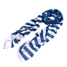 Load image into Gallery viewer, Navy Blue Stars & Stripes Vintage USA American Flag Style Scarf