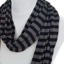Load image into Gallery viewer, Soft Striped Infinity Loop Jersey Scarf