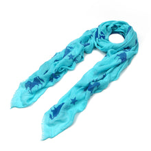 Load image into Gallery viewer, Premium Stallion Horses & Stars Frayed End Scarf Wrap