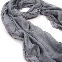 Load image into Gallery viewer, Elegant Pure Cotton Solid Color Lace Floral Trim Fashion Scarf