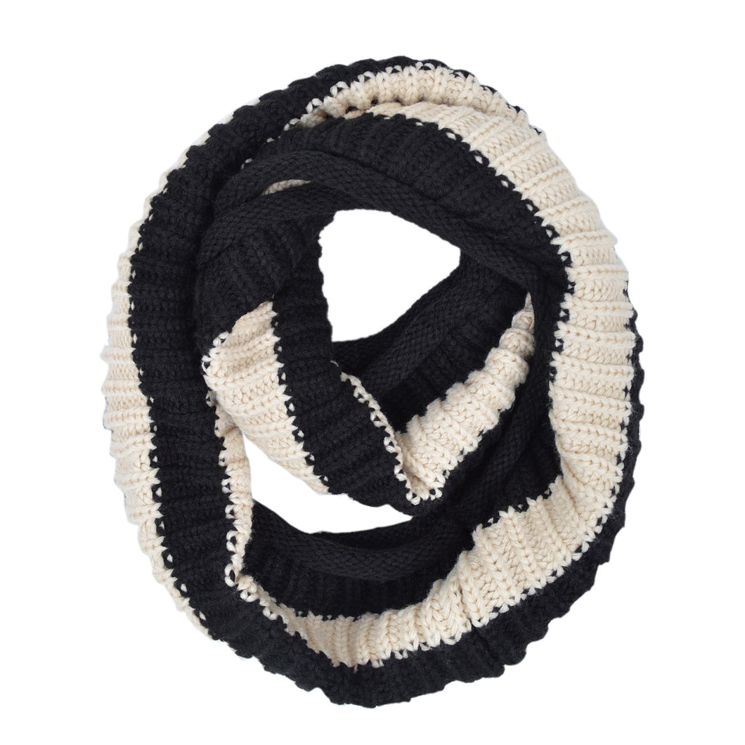 Premium Winter Knit Striped Infinity Loop Circle Scarf