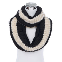 Load image into Gallery viewer, Premium Winter Knit Striped Infinity Loop Circle Scarf
