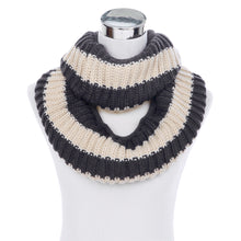 Load image into Gallery viewer, Premium Winter Knit Striped Infinity Loop Circle Scarf