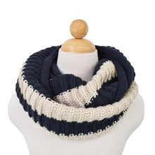 Load image into Gallery viewer, Premium Winter Knit Striped Infinity Loop Circle Scarf