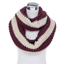 Load image into Gallery viewer, Premium Winter Knit Striped Infinity Loop Circle Scarf