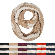 Load image into Gallery viewer, Premium Winter Knit Striped Infinity Loop Circle Scarf