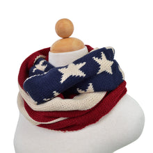 Load image into Gallery viewer, Premium USA US American Flag Winter Knit Infinity Loop Circle Scarf