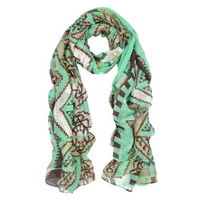 Load image into Gallery viewer, Premium Mint Aztec Tribal Print Design Scarf Wrap
