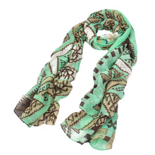 Load image into Gallery viewer, Premium Mint Aztec Tribal Print Design Scarf Wrap