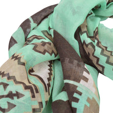 Load image into Gallery viewer, Premium Mint Aztec Tribal Print Design Scarf Wrap