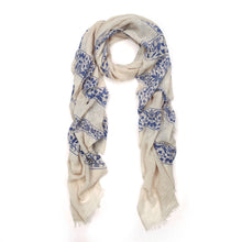 Load image into Gallery viewer, Elegant Viscose Cross Floral Frayed End Scarf Wrap
