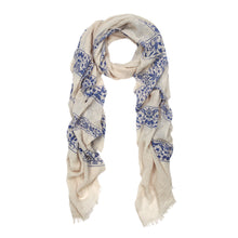 Load image into Gallery viewer, Elegant Viscose Cross Floral Frayed End Scarf Wrap