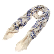 Load image into Gallery viewer, Elegant Viscose Cross Floral Frayed End Scarf Wrap