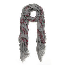 Load image into Gallery viewer, Elegant Viscose Cross Floral Frayed End Scarf Wrap