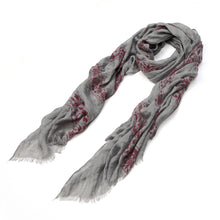 Load image into Gallery viewer, Elegant Viscose Cross Floral Frayed End Scarf Wrap