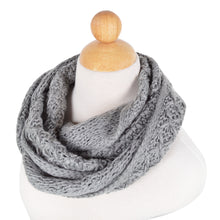 Load image into Gallery viewer, Solid Color Winter Cross Diamond Knit Infinity Loop Circle Scarf - Diff Colors