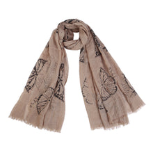 Load image into Gallery viewer, Elegant Vintage Butterfly Frayed End Scarf Wrap