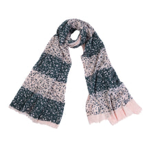 Load image into Gallery viewer, Elegant Striped Vine Leaves Floral Design Frayed End Scarf Wrap - Diff Colors