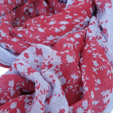 Load image into Gallery viewer, Elegant Striped Vine Leaves Floral Design Frayed End Scarf Wrap - Diff Colors