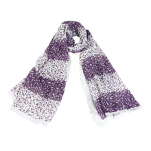 Load image into Gallery viewer, Elegant Striped Vine Leaves Floral Design Frayed End Scarf Wrap - Diff Colors