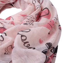 Load image into Gallery viewer, Love Heart & Happiness Print Frayed End Scarf Wrap - Diff Colors Avail