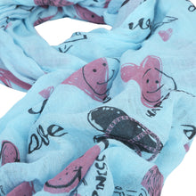 Load image into Gallery viewer, Love Heart & Happiness Print Frayed End Scarf Wrap - Diff Colors Avail