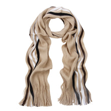 Load image into Gallery viewer, Classic Premium Unisex Striped Winter Knit Fringe Scarf - Different Colors
