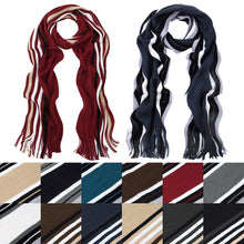 Load image into Gallery viewer, Classic Premium Unisex Striped Winter Knit Fringe Scarf - Different Colors