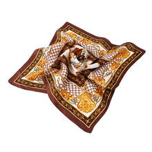 Load image into Gallery viewer, Premium 100% Pure Silk Horse & Chains Small Square Scarf 21" - Diff Colors Avail