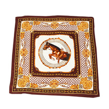 Load image into Gallery viewer, Premium 100% Pure Silk Horse & Chains Small Square Scarf 21" - Diff Colors Avail