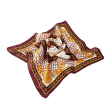 Load image into Gallery viewer, Premium 100% Pure Silk Horse & Chains Small Square Scarf 21" - Diff Colors Avail
