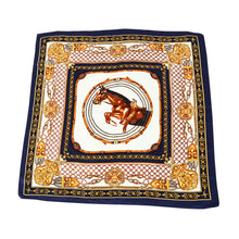 Load image into Gallery viewer, Premium 100% Pure Silk Horse & Chains Small Square Scarf 21" - Diff Colors Avail