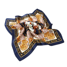 Load image into Gallery viewer, Premium 100% Pure Silk Horse & Chains Small Square Scarf 21" - Diff Colors Avail
