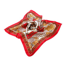 Load image into Gallery viewer, Premium 100% Pure Silk Horse & Chains Small Square Scarf 21" - Diff Colors Avail
