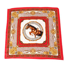 Load image into Gallery viewer, Premium 100% Pure Silk Horse & Chains Small Square Scarf 21" - Diff Colors Avail