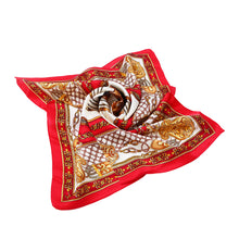 Load image into Gallery viewer, Premium 100% Pure Silk Horse & Chains Small Square Scarf 21" - Diff Colors Avail